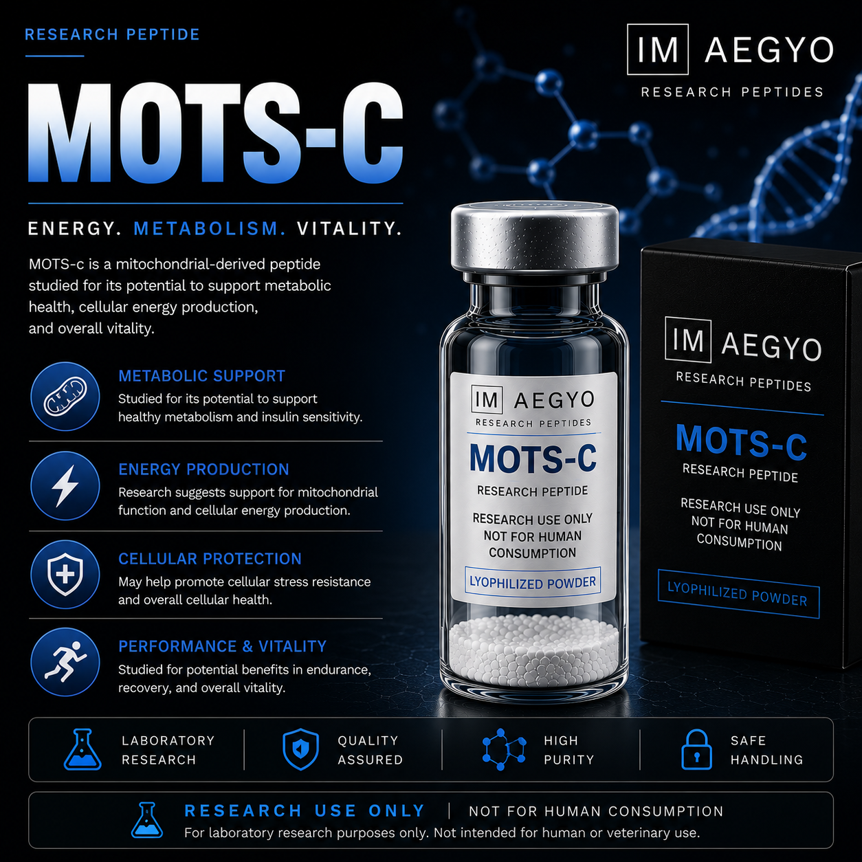 MOTS-C Peptide 10mg Australia | Mitochondrial & Metabolic Research Peptide