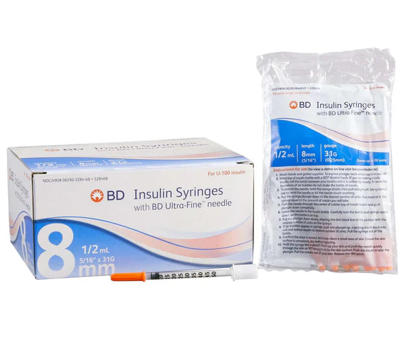 BD Ultra-Fine Syringes 0.5ml 0.25mm 31g x 5/16" (8mm)