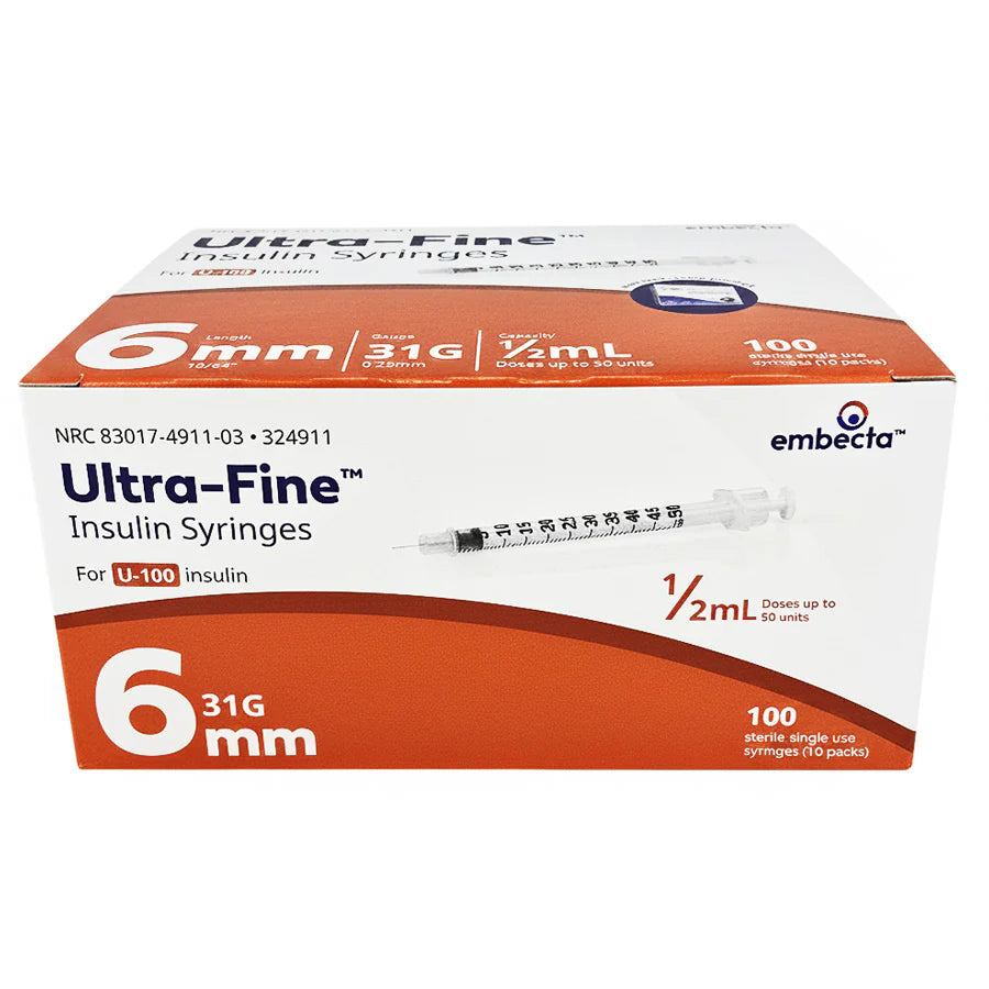 BD Ultra-Fine Syringes 0.5ml 0.25mm 31g x 6mm