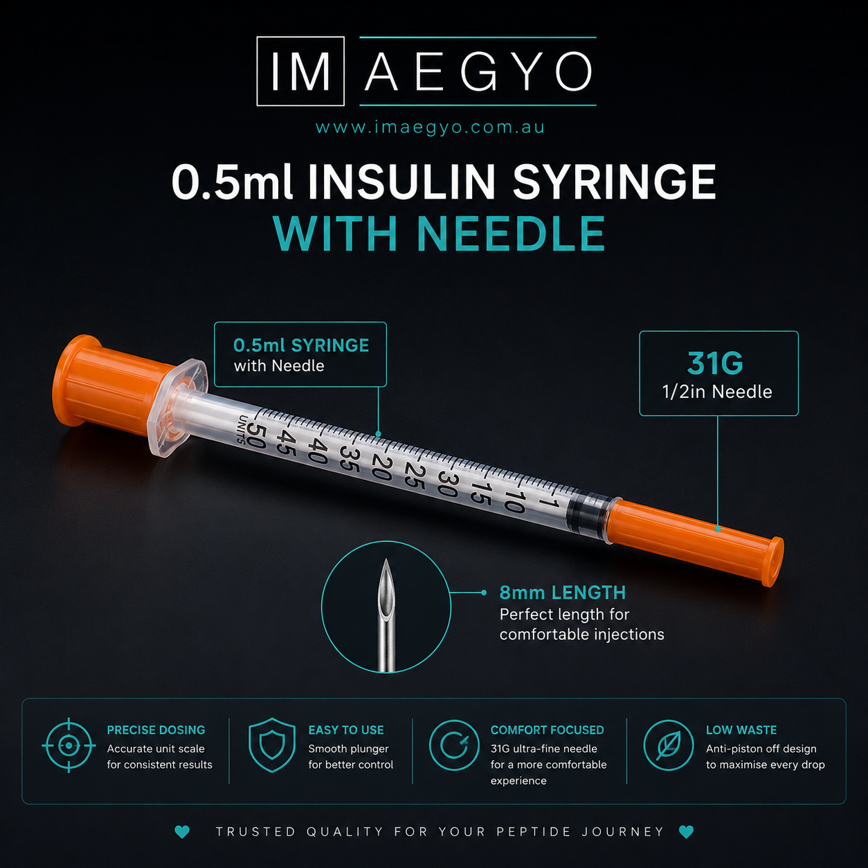 BD Ultra-Fine Syringes 0.5ml 0.25mm 31g x 5/16" (8mm)