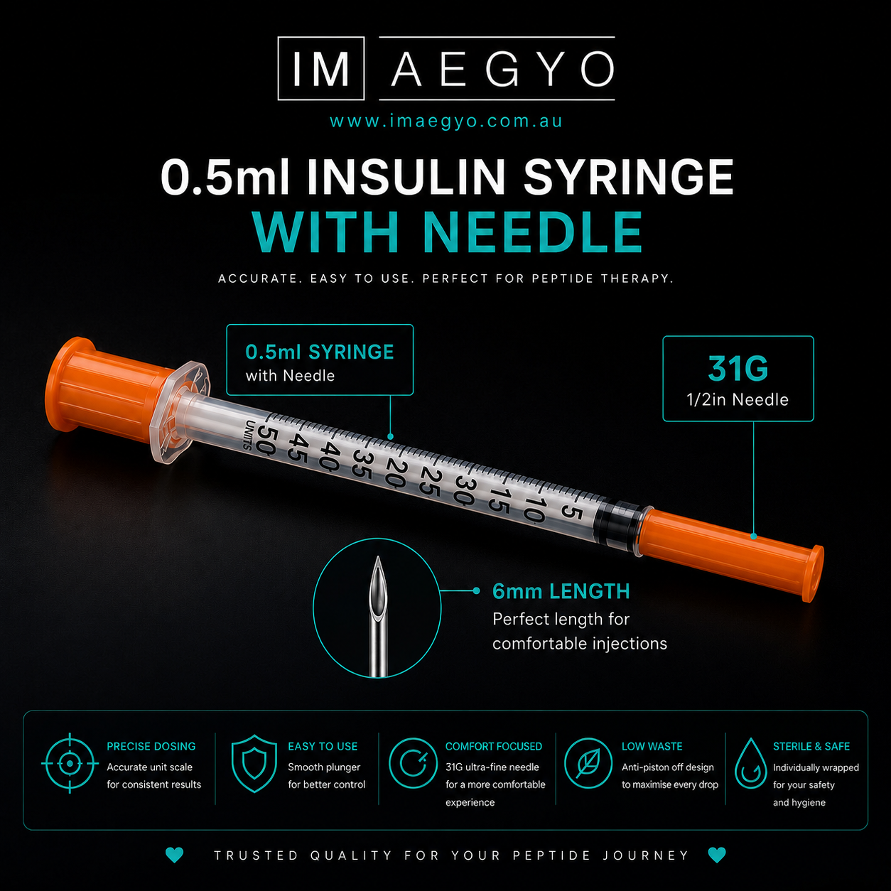 BD Ultra-Fine Syringes 0.5ml 0.25mm 31g x 6mm