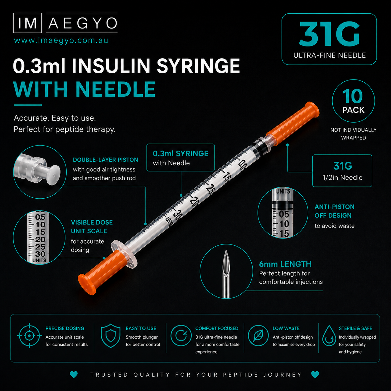 BD Ultra-Fine Syringes 0.3ml 0.25mm 31g x  5/16"  (8mm)
