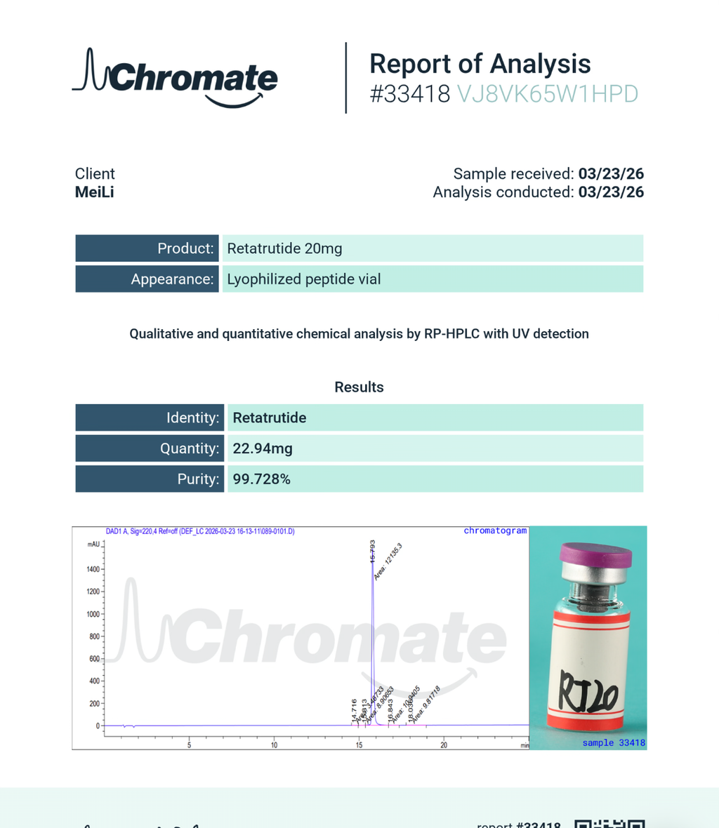 Retatrutide Peptide 20mg | Advanced Triple Receptor Metabolic Research Peptide