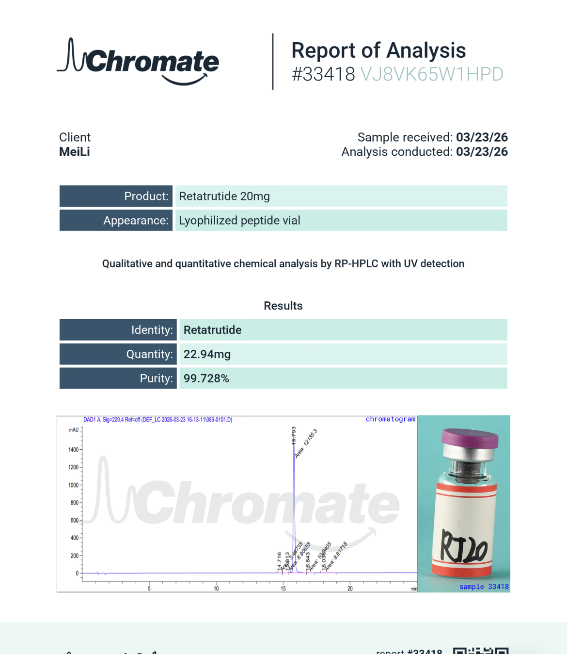 Retatrutide Peptide 20mg | Advanced Triple Receptor Metabolic Research Peptide