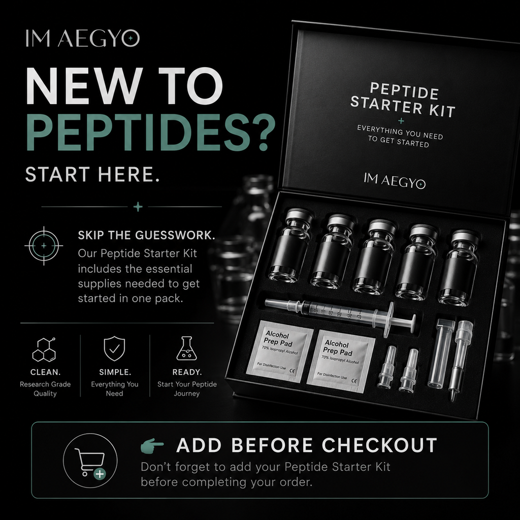 Peptide Starter Kit Australia with syringes needles alcohol wipes and preparation supplies from IM AEGYO
