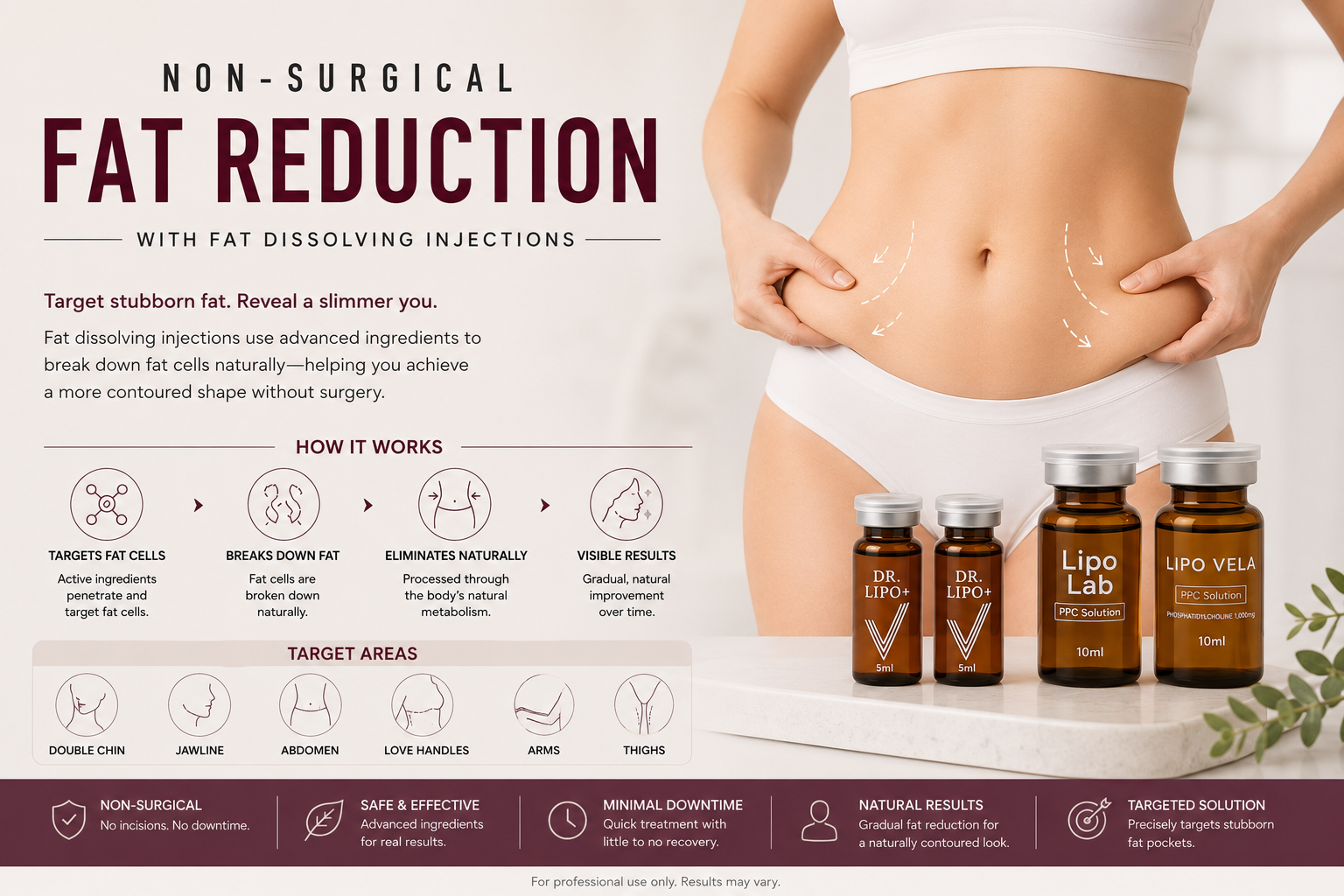 Premium Korean fat dissolving injections including Kabelline, Dr Lipo, Lipo Lab PPC and Lipo Vela available in Australia.