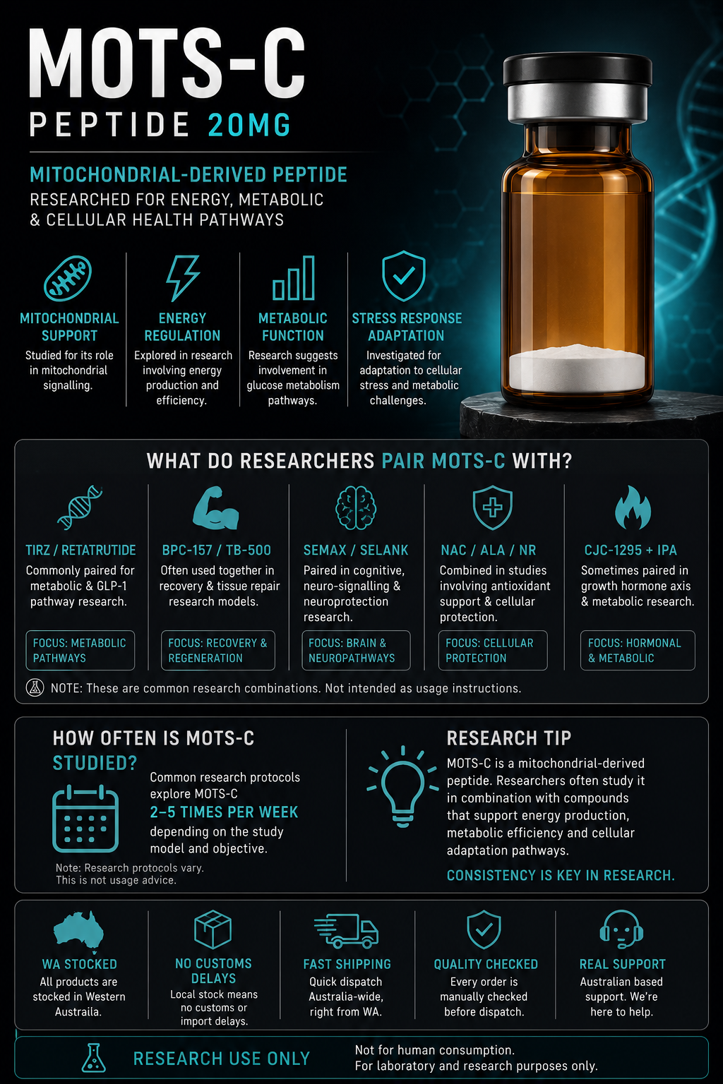 MOTS-C peptide Australia mitochondrial and energy research compound