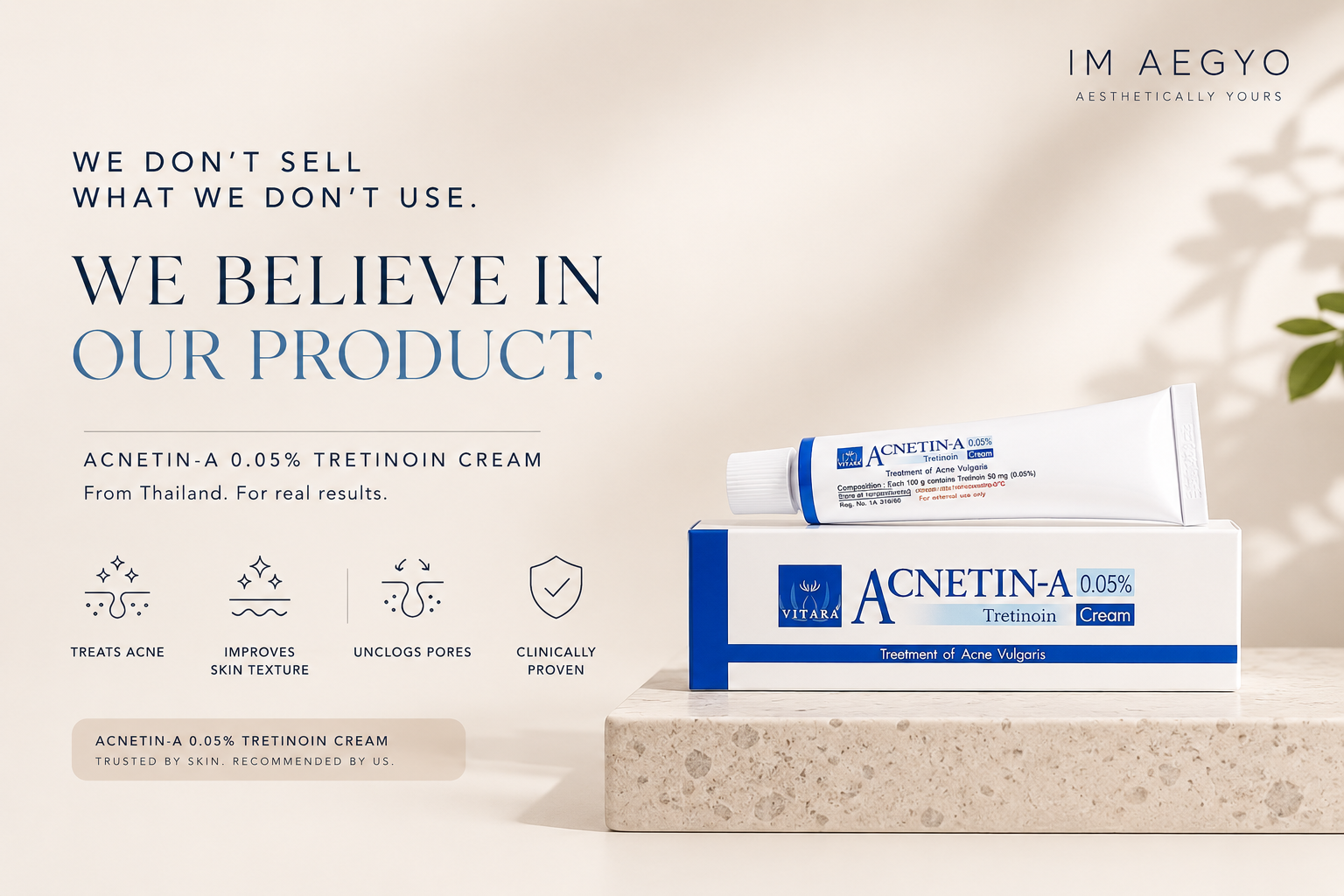 Acnetin-A 0.05% is a topical retinoid cream containing Tretinoin